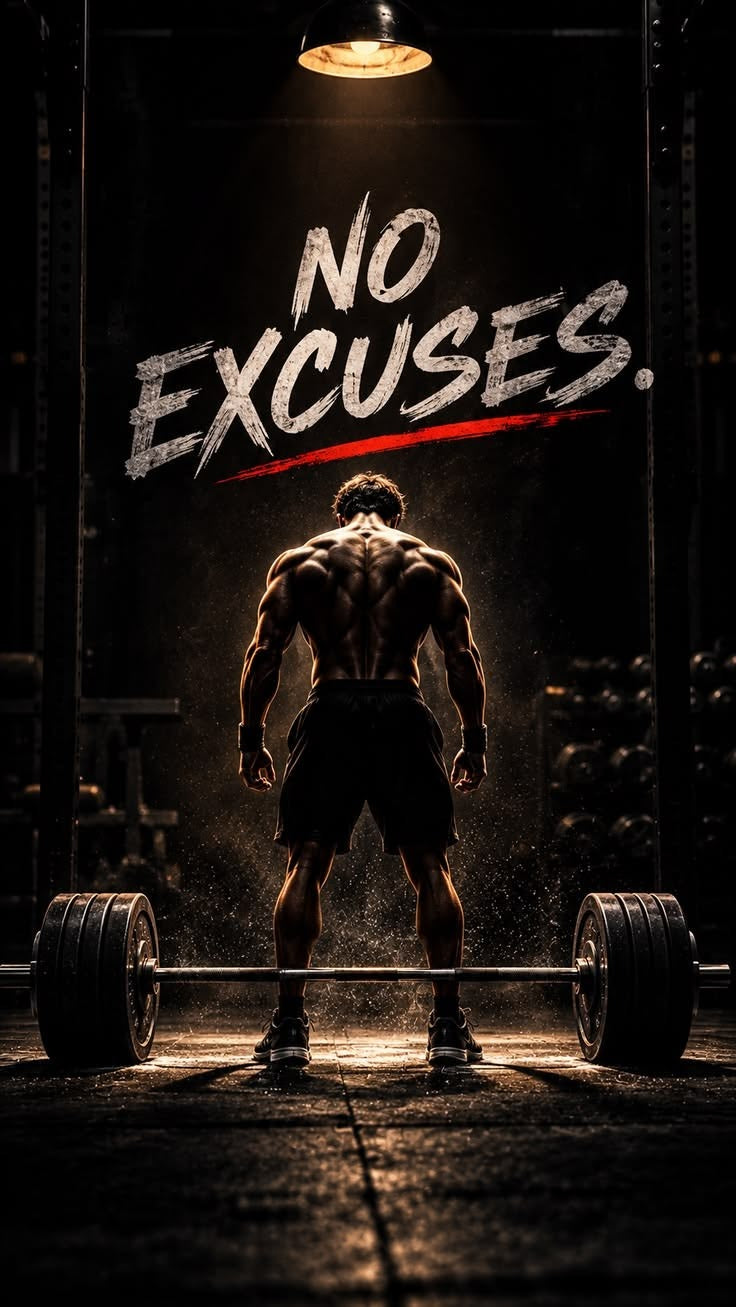 No Excuses Halter Motivasyon Dikey Kanvas Tablo