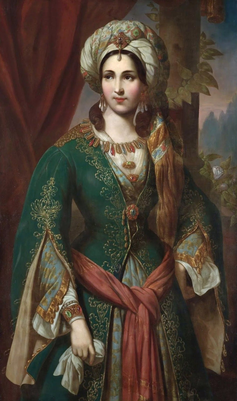 Kaftanlı Sultan Dikey Kanvas Tablo