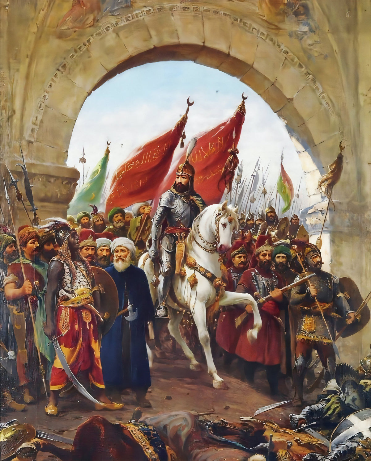 Fatih'in İstanbul'a Girişi Dikey Kanvas Tablo