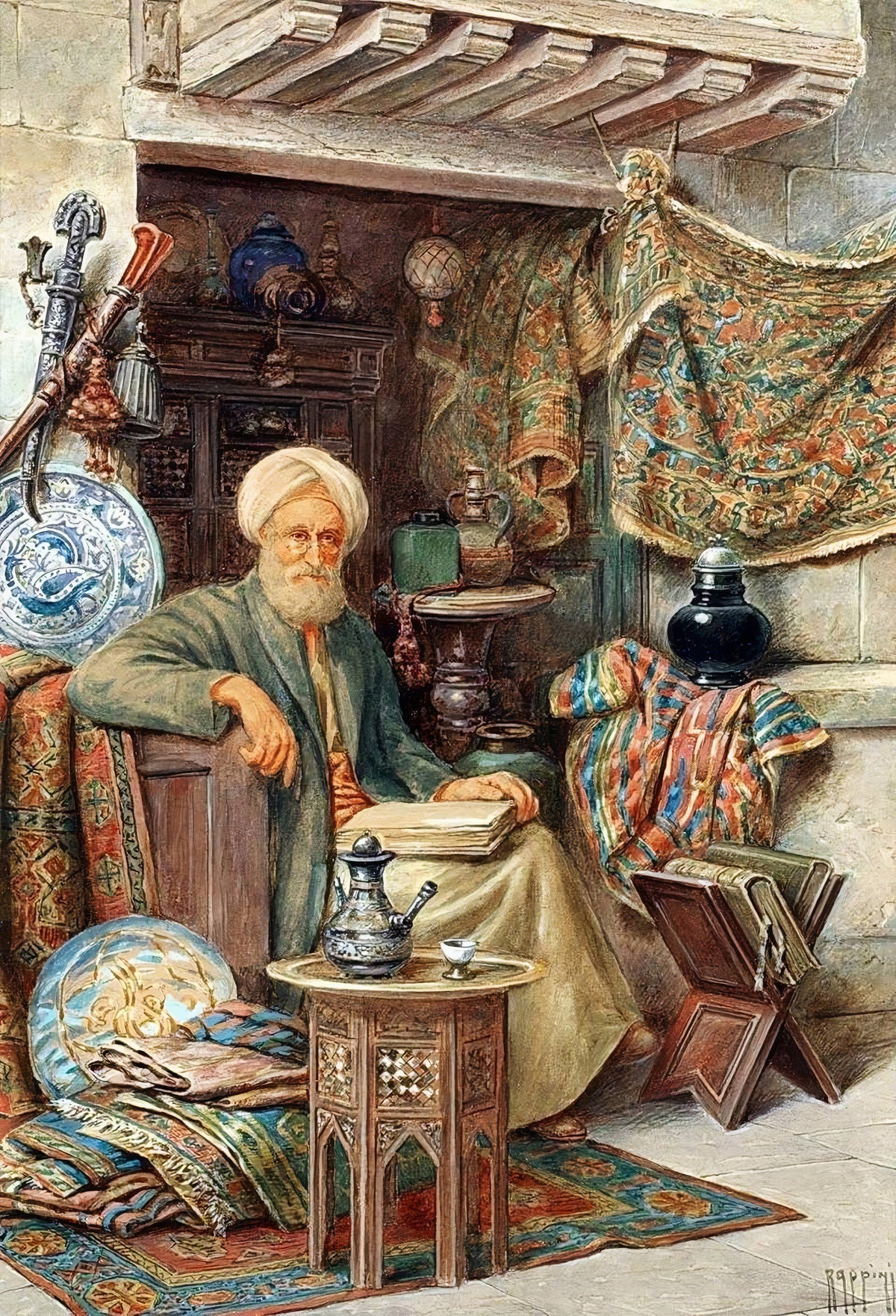 Antikacı Dede Dikey Kanvas Tablo