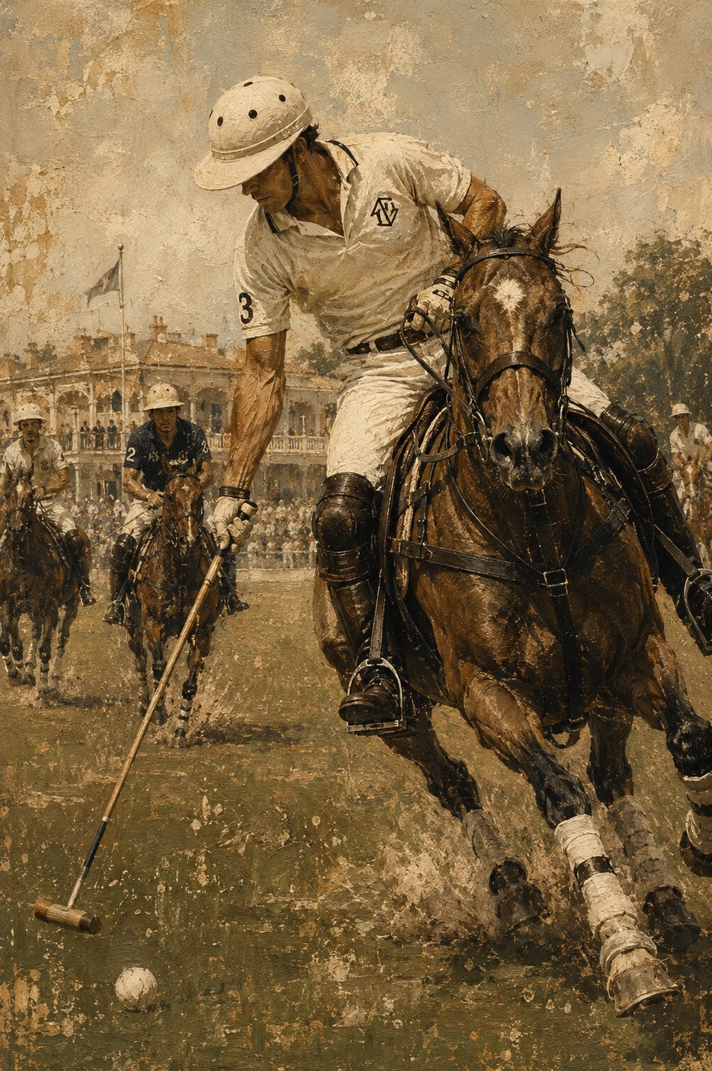 Polo Oyuncusu Vintage Binicilik Kanvas Tablo