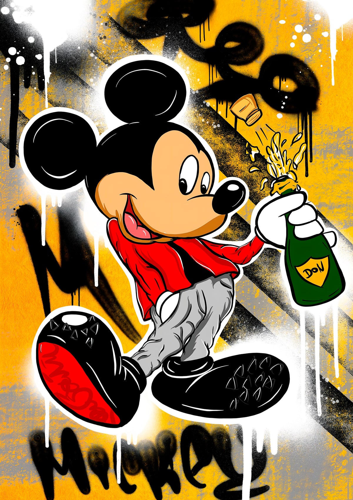 Grafiti Mickey Mouse Dikey Kanvas Tablo