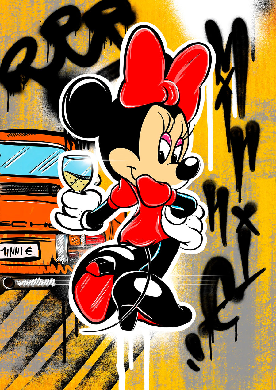 Grafiti Minnie Mouse Dikey Kanvas Tablo