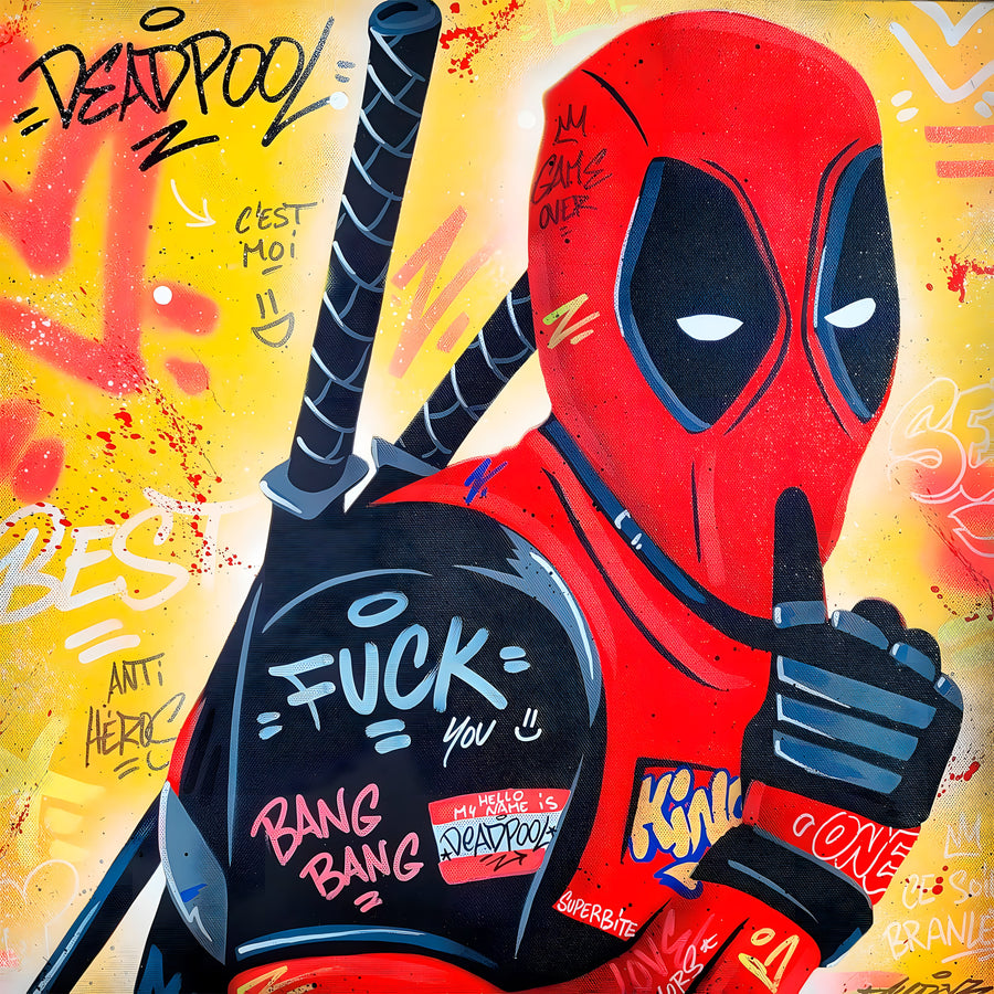 Grafiti Deadpool Kare Kanvas Tablo