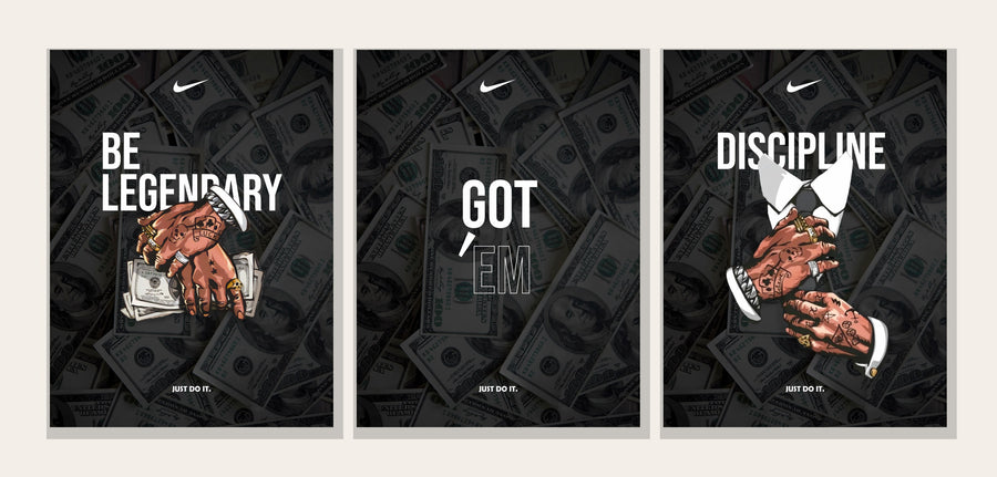 Nike Motivasyon Poster 3'lü Kanvas Tablo Seti