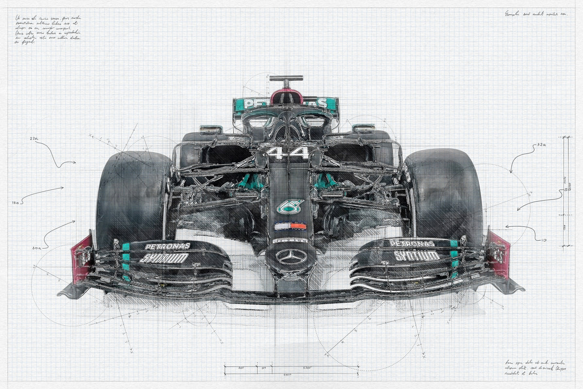 Mercedes F1 Teknik Çizim No.2 Yatay Kanvas Tablo