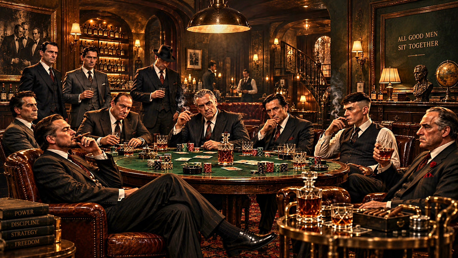 Vintage Barda Kumar Oynayan Mafya Yatay Kanvas Tablo