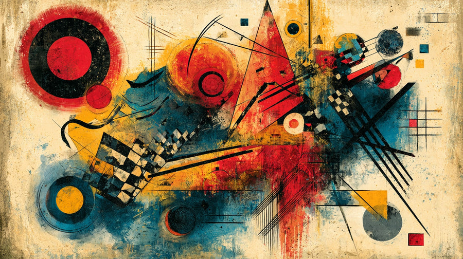 Kandinsky Tarzı Dinamik Soyut No.1 Yatay Kanvas Tablo