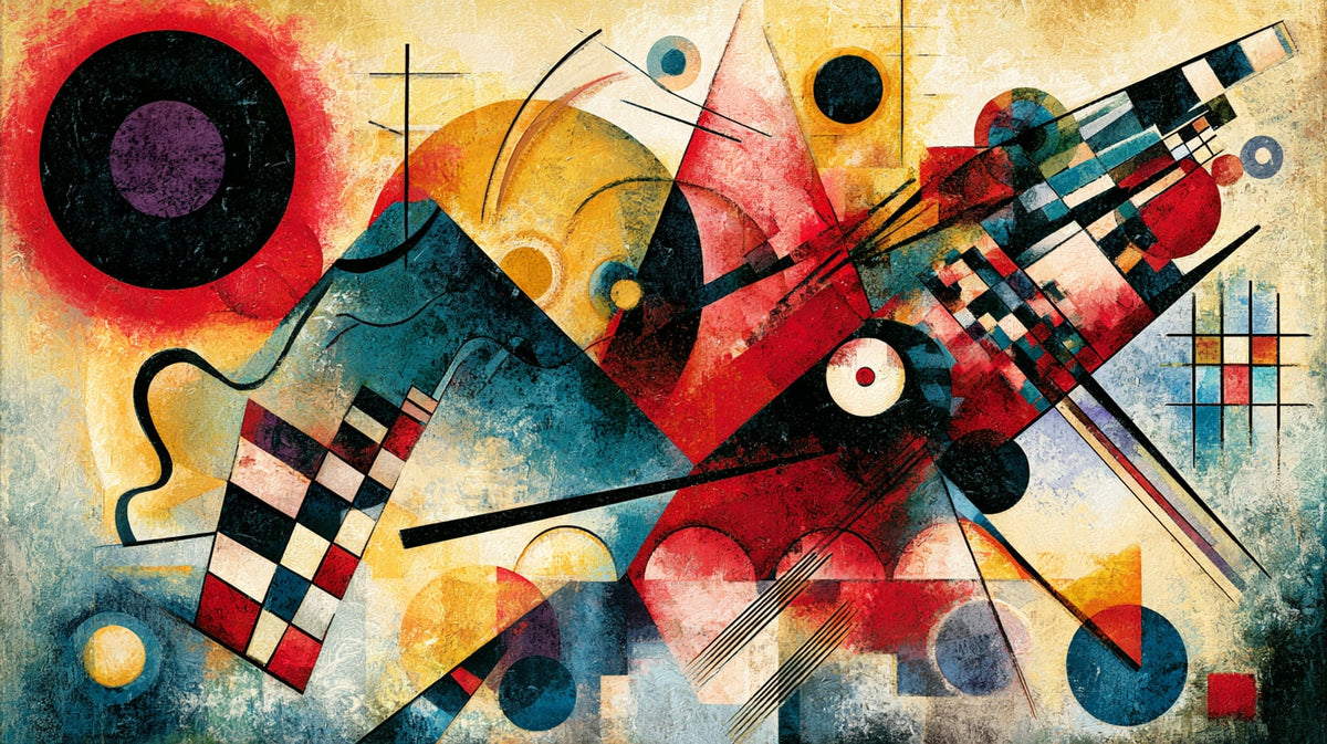 Dinamik Geometrik Soyut Kompozisyon Yatay Kanvas Tablo
