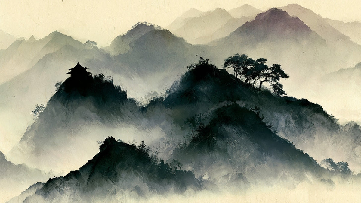 Sisli Dağlar Japon Mürekkep No.1 Yatay Kanvas Tablo