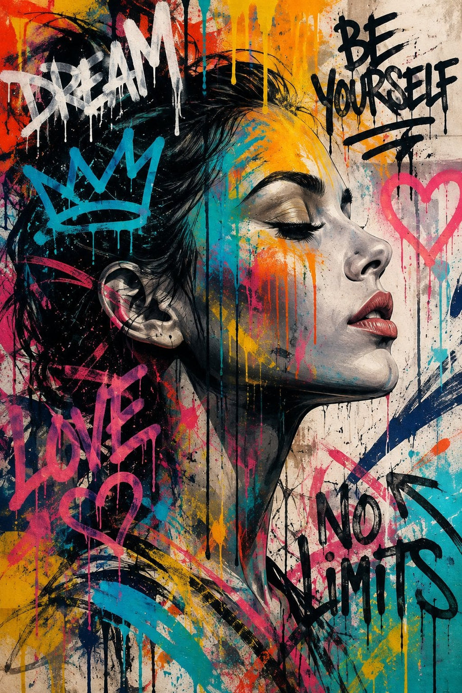 Grafiti Tarzı Kadın Portresi Urban Kanvas Tablo