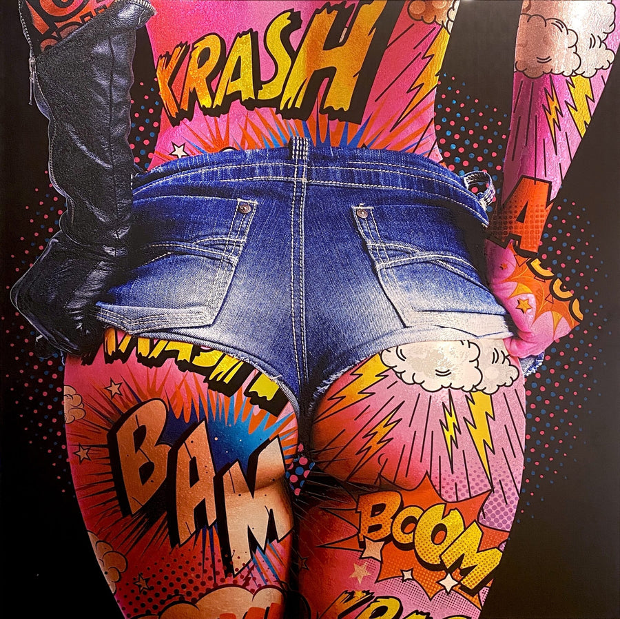 Çizgi Roman Tarzı Kot Pantolon Pop Art Kare Kanvas Tablo