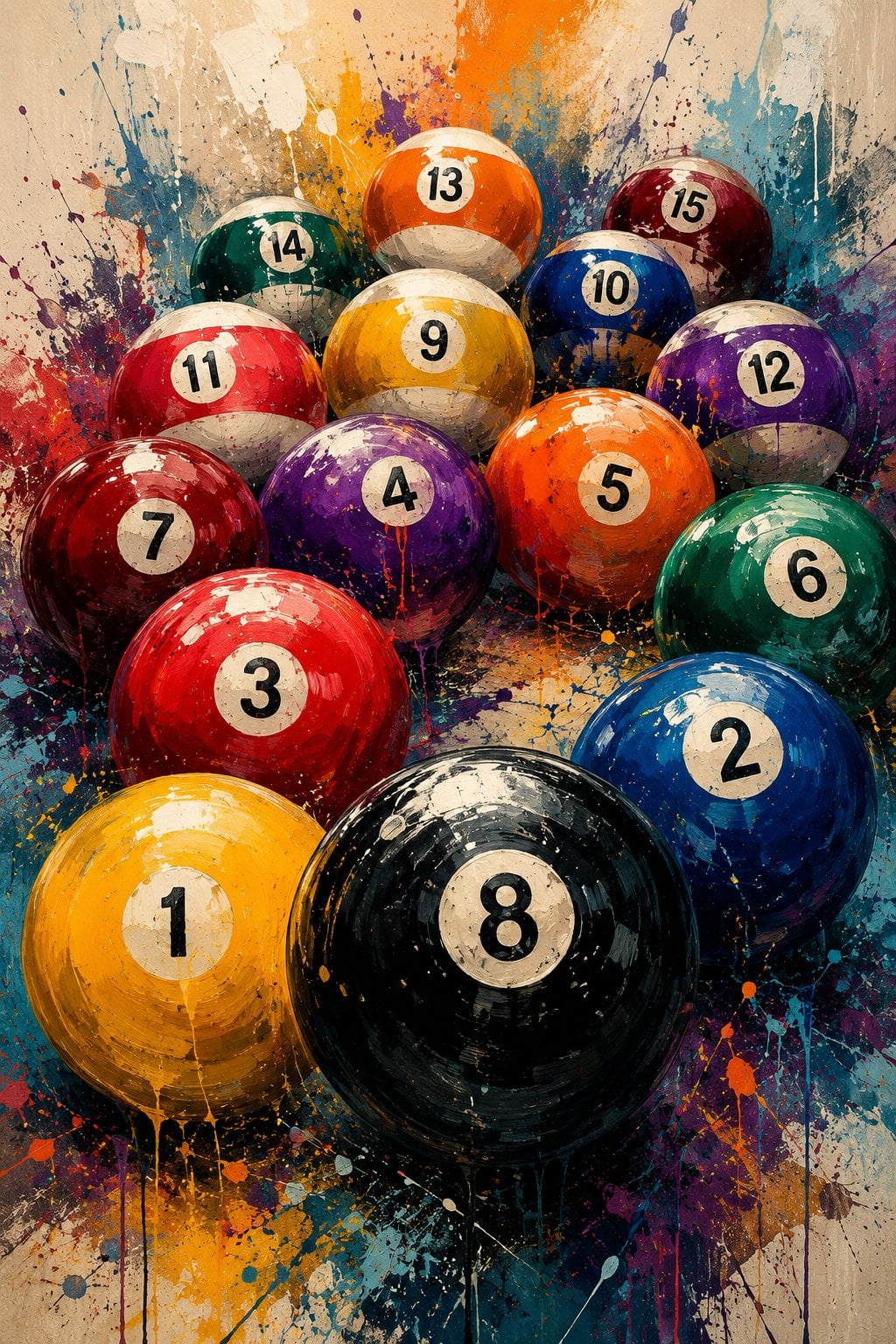 Renkli Bilardo Topları Oyun Odası Kanvas Tablo