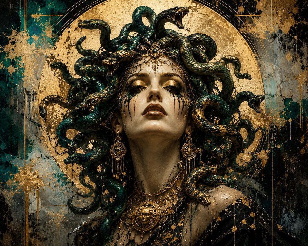 Gotik Medusa Yılan Kadın Yatay Kanvas Tablo